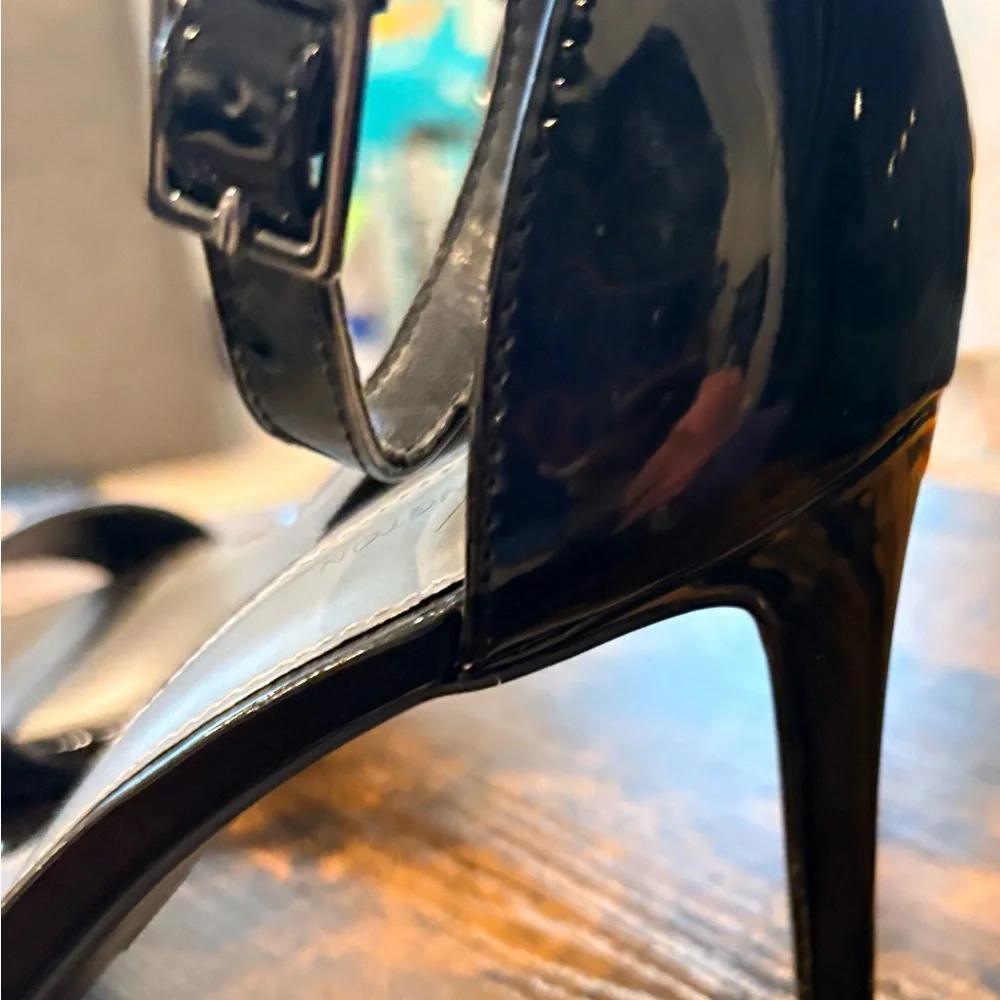 Worthington Black Patent Ankle-Strap Heels